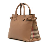 Medium Leather and House Check Banner Satchel